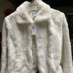 Loft Ann Taylor size 4 white fur jacket